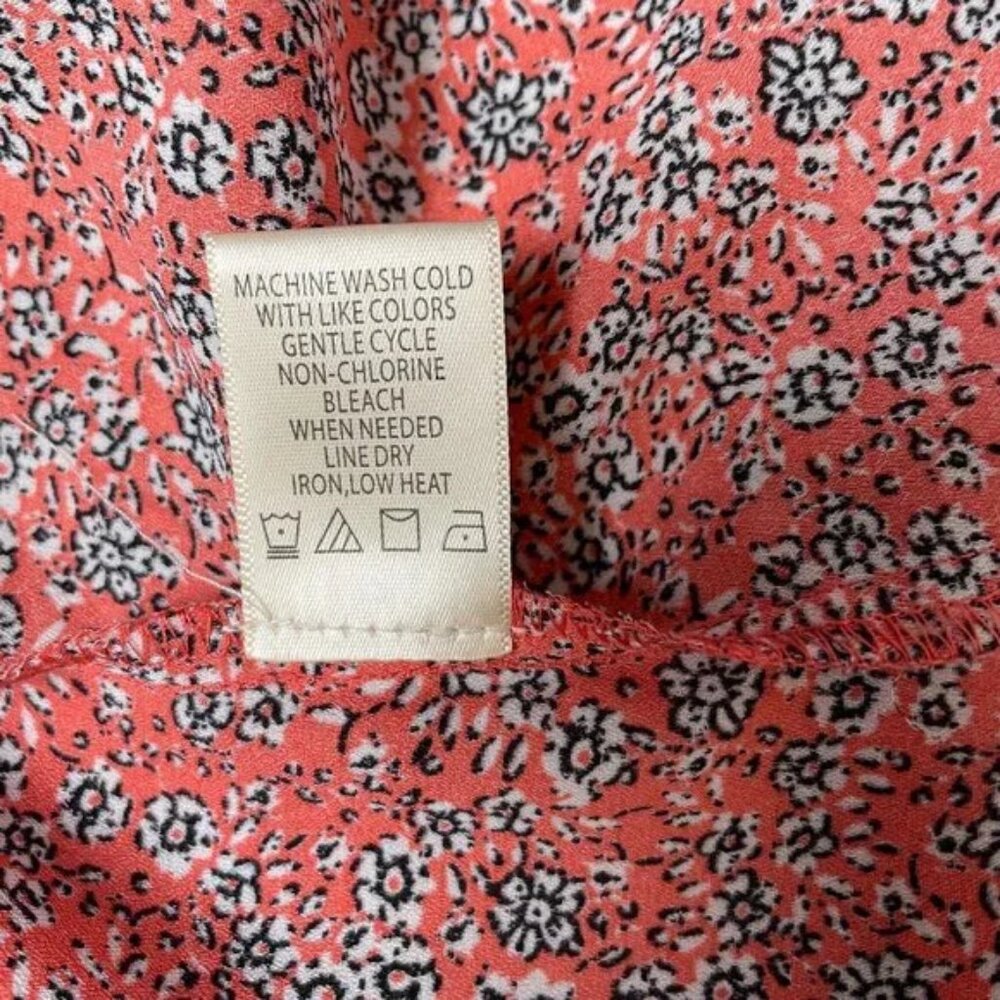 Max Studio Flutter Short Sleeve Top Red Coral Floral Relaxed Fit Size 1X - Picture 8 of 8